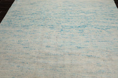 8x10 Ivory, Aqua, Blue Color Hand Knotted All-Over 100% Wool Modern Oriental Rug