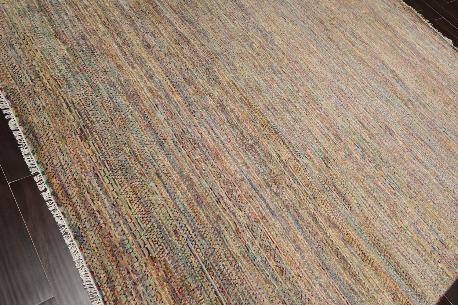 8x10 Tan, Beige, Turquoise Color Hand Knotted All-Over 100% Wool Modern Oriental Rug