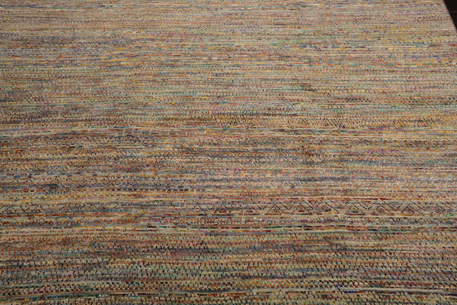 8x10 Tan, Beige, Turquoise Color Hand Knotted All-Over 100% Wool Modern Oriental Rug