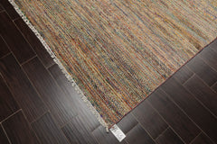 8x10 Tan, Beige, Turquoise Color Hand Knotted All-Over 100% Wool Modern Oriental Rug