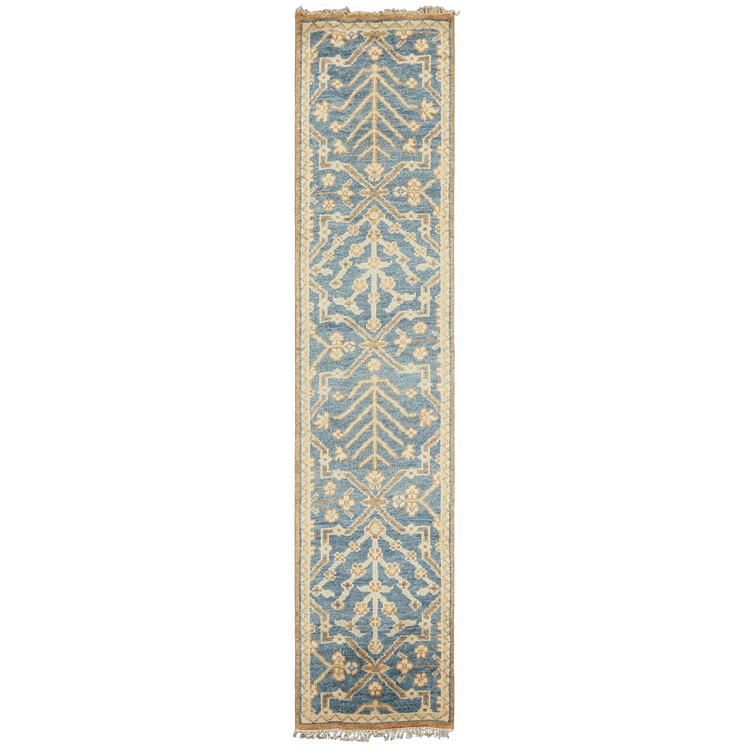 Multi Size Aqua, Beige Hand Knotted 100% Wool Oushak Transitional Oriental Area Rug