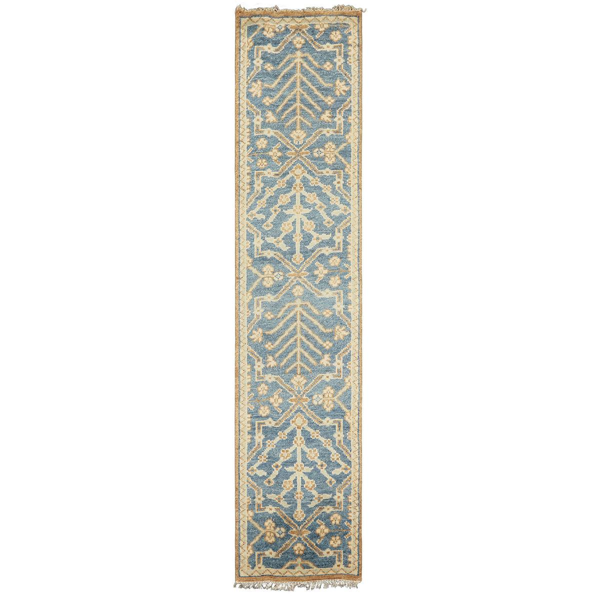 Multi Size Aqua, Beige Hand Knotted 100% Wool Oushak Transitional Oriental Area Rug