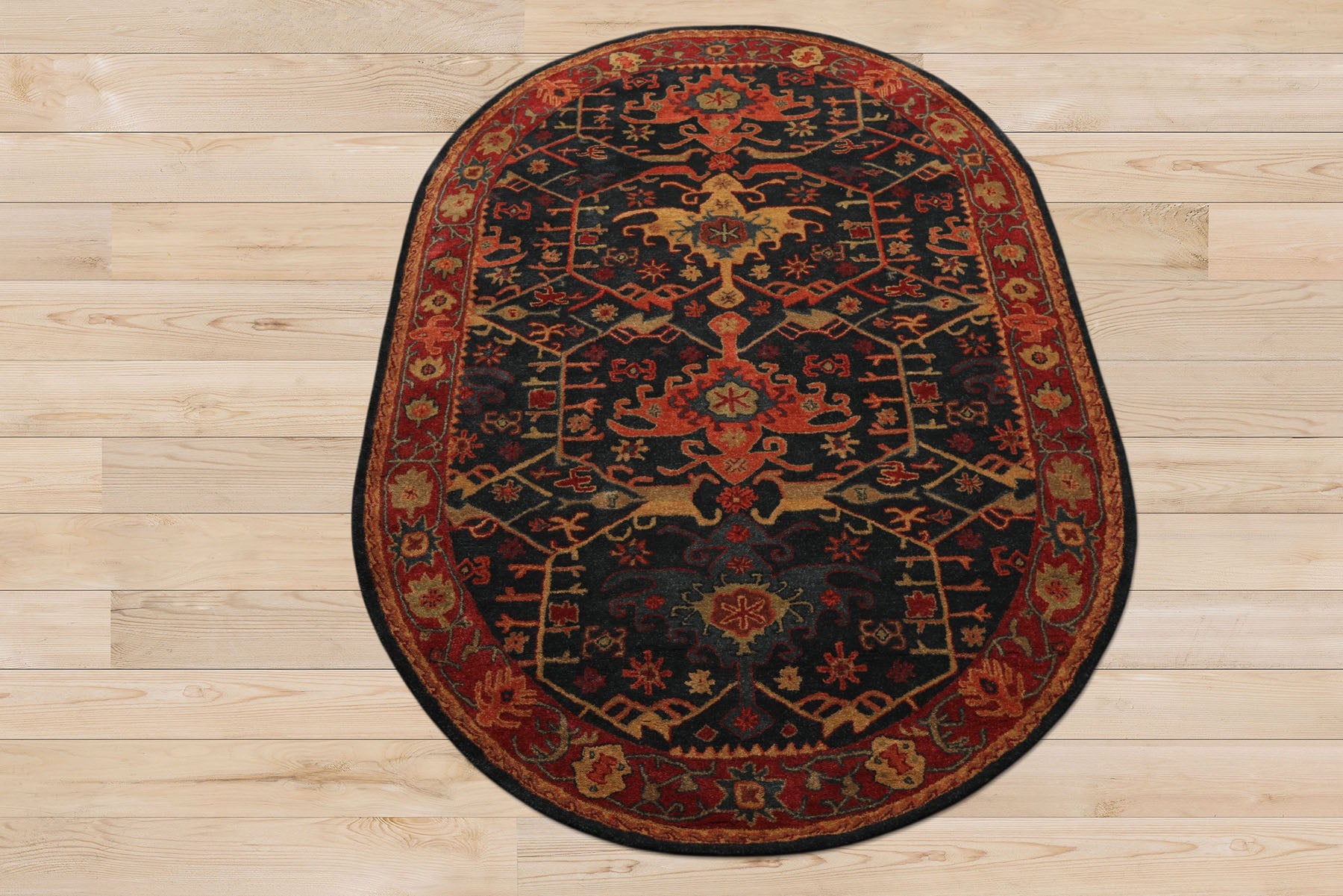 Multi Size Dark Blue, Wine Hand Tufted Handmade 100% Wool Arts & Crafts Oriental Area Rug