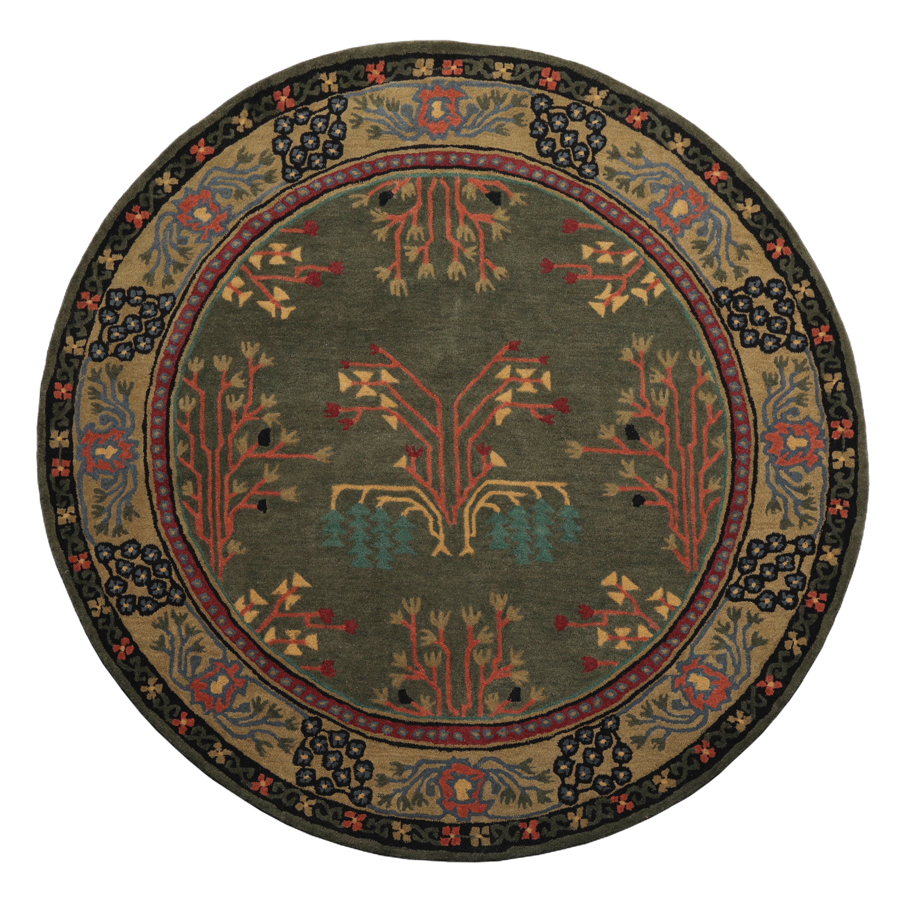 Multi Color Multi Size Hand Tufted Handmade 100% Wool Donegal Branches Arts & Crafts Oriental Area Rug