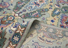 9x12 Slate, Gray, Pink Color Hand Knotted Oushak Wool Arts and Crafts Oriental Rug