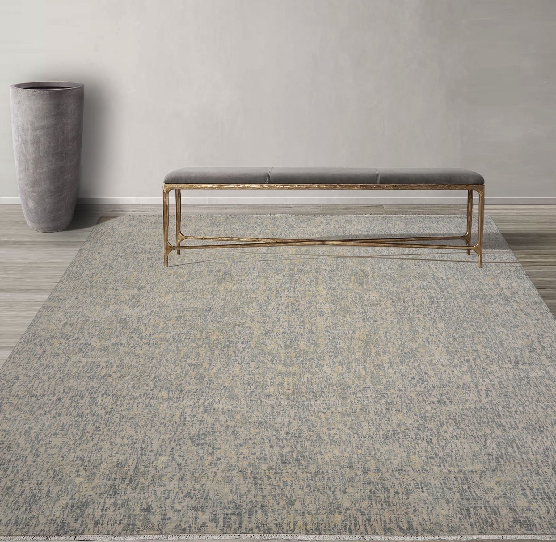 9x12 Gray, Slate, Multi Color Hand Knotted Sherpa 100% Wool Modern & Contemporary Oriental Rug