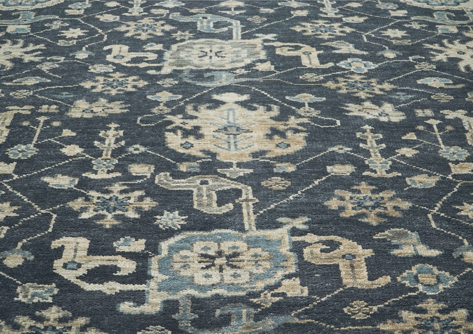 9x12 Gray, Beige, Moss Color Hand Knotted Oushak Wool Arts and Crafts Oriental Rug