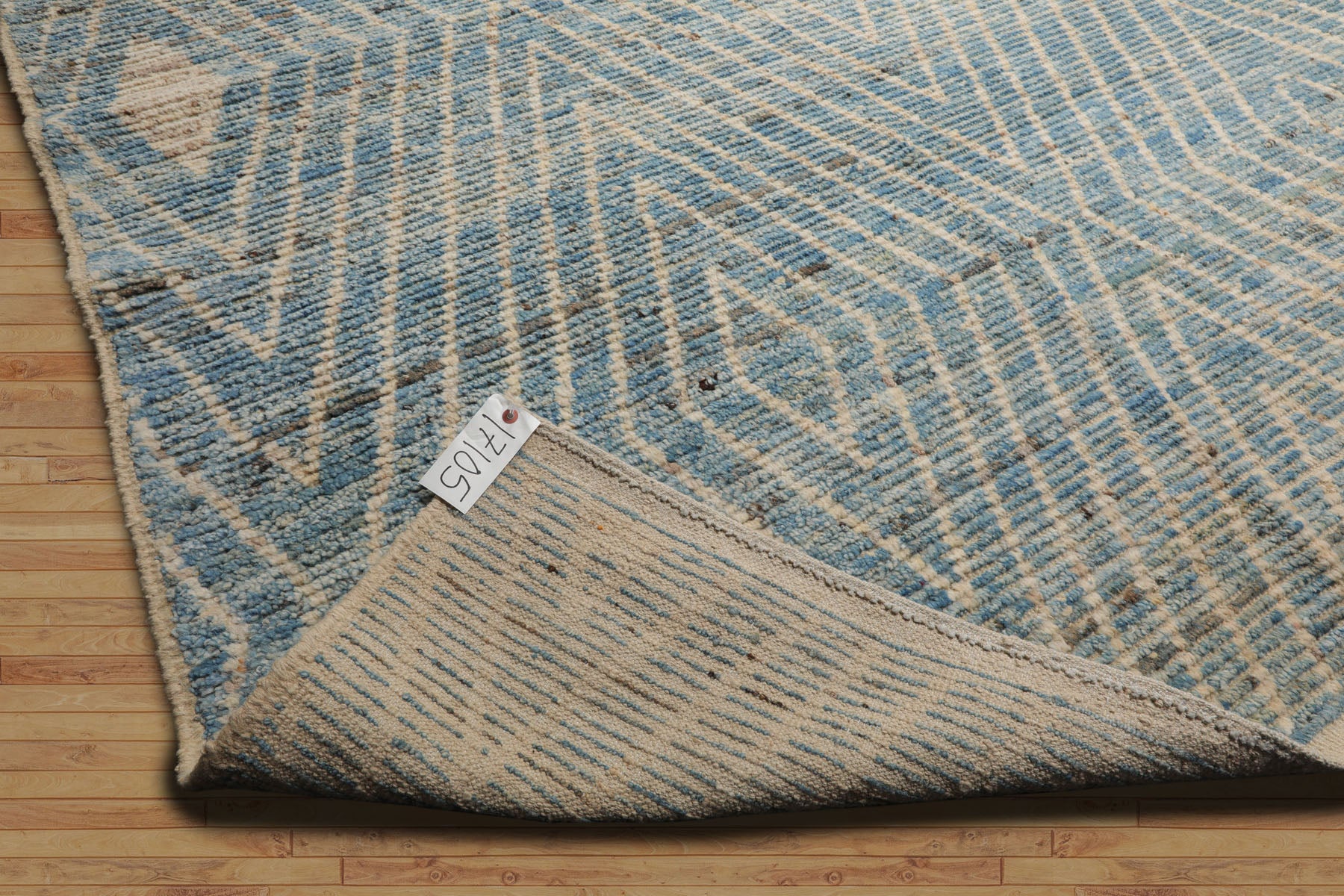 LoomBloom Blue 12'6''x17'11" Afghan Moroccan Modern Contemporary Tribal Hand Knotted Wool Oriental Area Rug