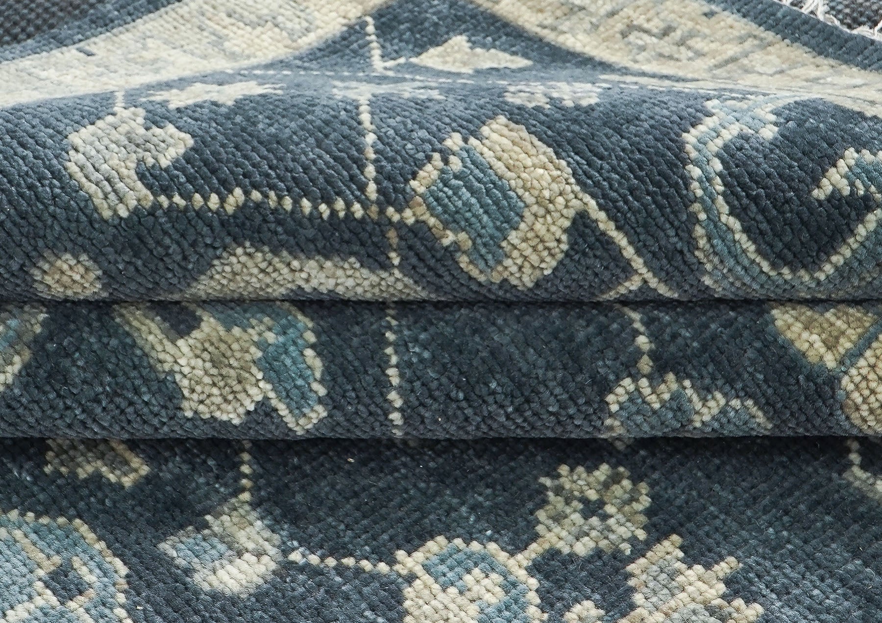 9x12 Blue, Slate, Beige Color Hand Knotted Oushak Wool Arts and Crafts Oriental Rug