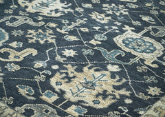 9x12 Blue, Slate, Beige Color Hand Knotted Oushak Wool Arts and Crafts Oriental Rug