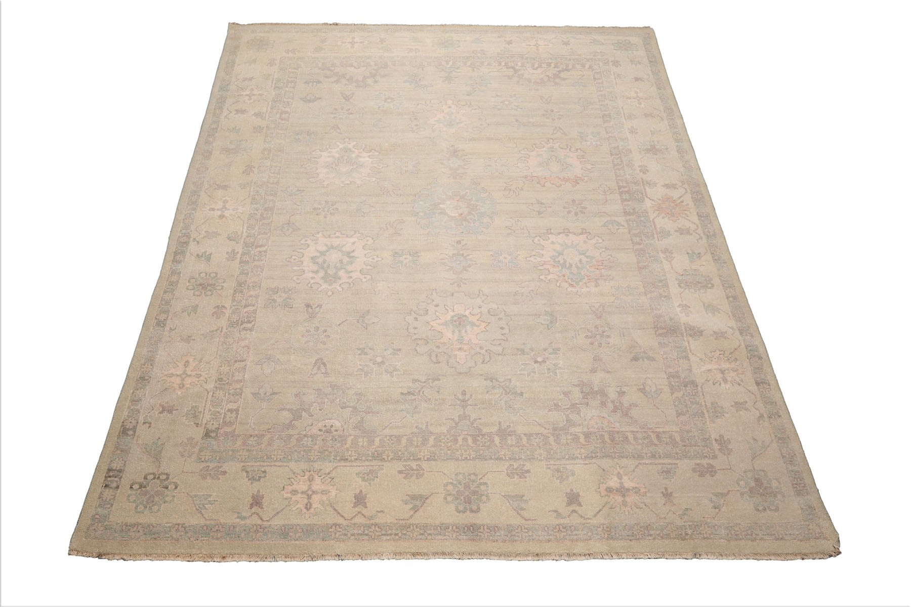 9'x12' Moss Afghan Oushak Wool Oriental Area Rug, Hand Knotted, Traditional Craft