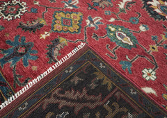 9x12 Coral, Teal, Ivory Color Hand Knotted Oushak Wool Arts and Crafts Oriental Rug