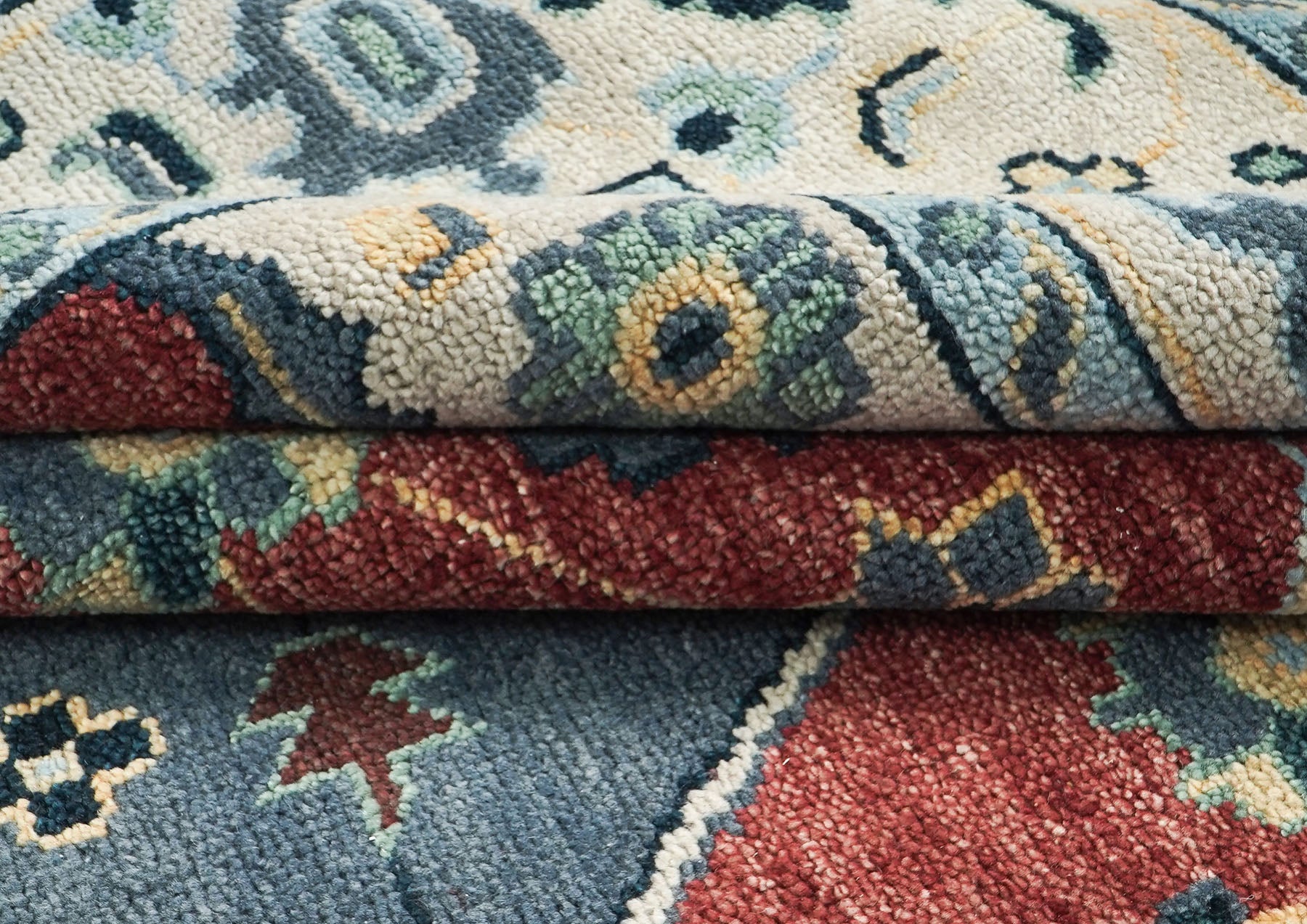 9x12 Blue, Rust, Brown Color Hand Knotted Oushak Wool Traditional Oriental Rug