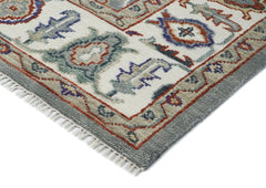 9x12 Slate, Ivory, Rust Color Hand Knotted Oushak Wool Transitional Oriental Rug
