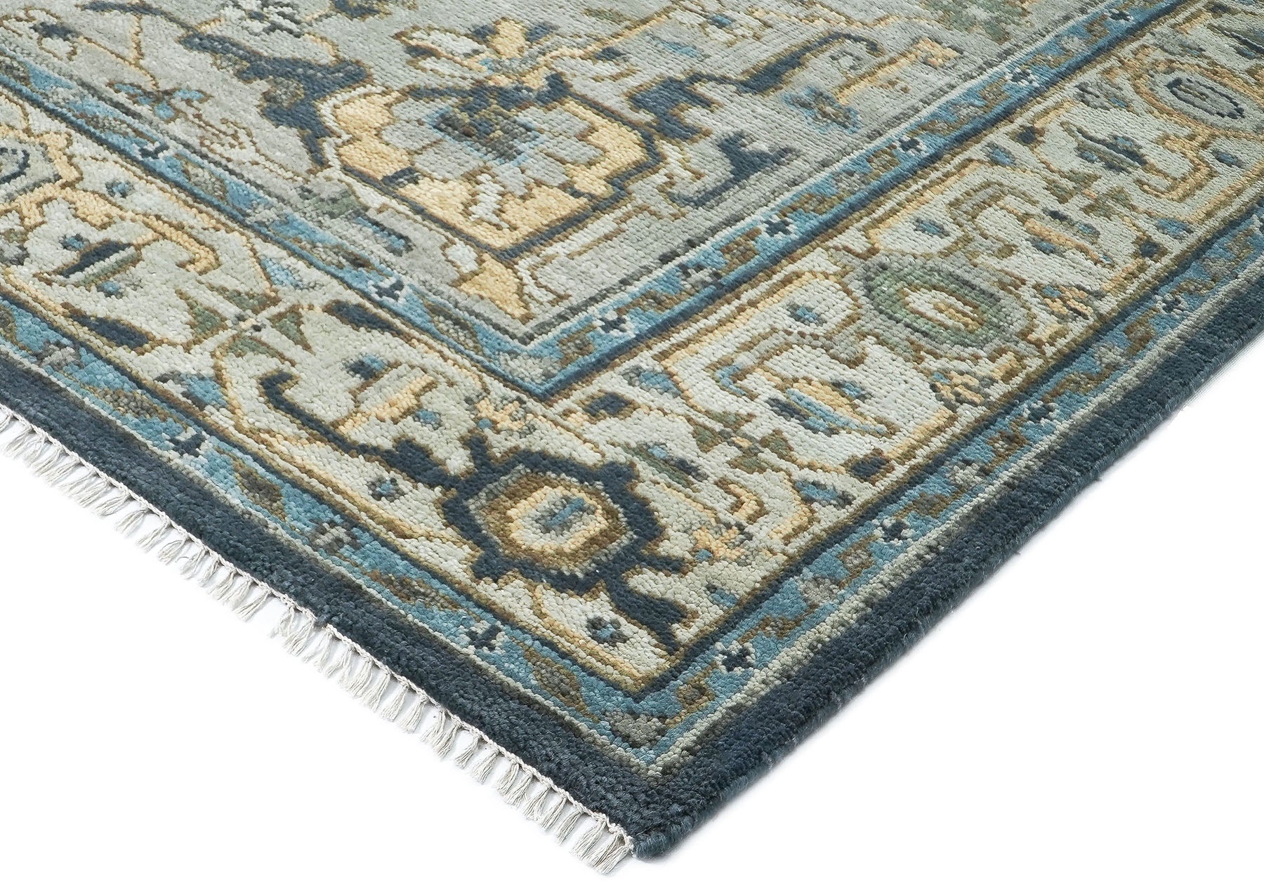 9x12 Blue, Gray, Slate Color Hand Knotted Oushak Wool  Oriental Rug