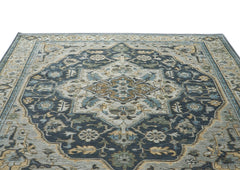 9x12 Blue, Gray, Slate Color Hand Knotted Oushak Wool  Oriental Rug