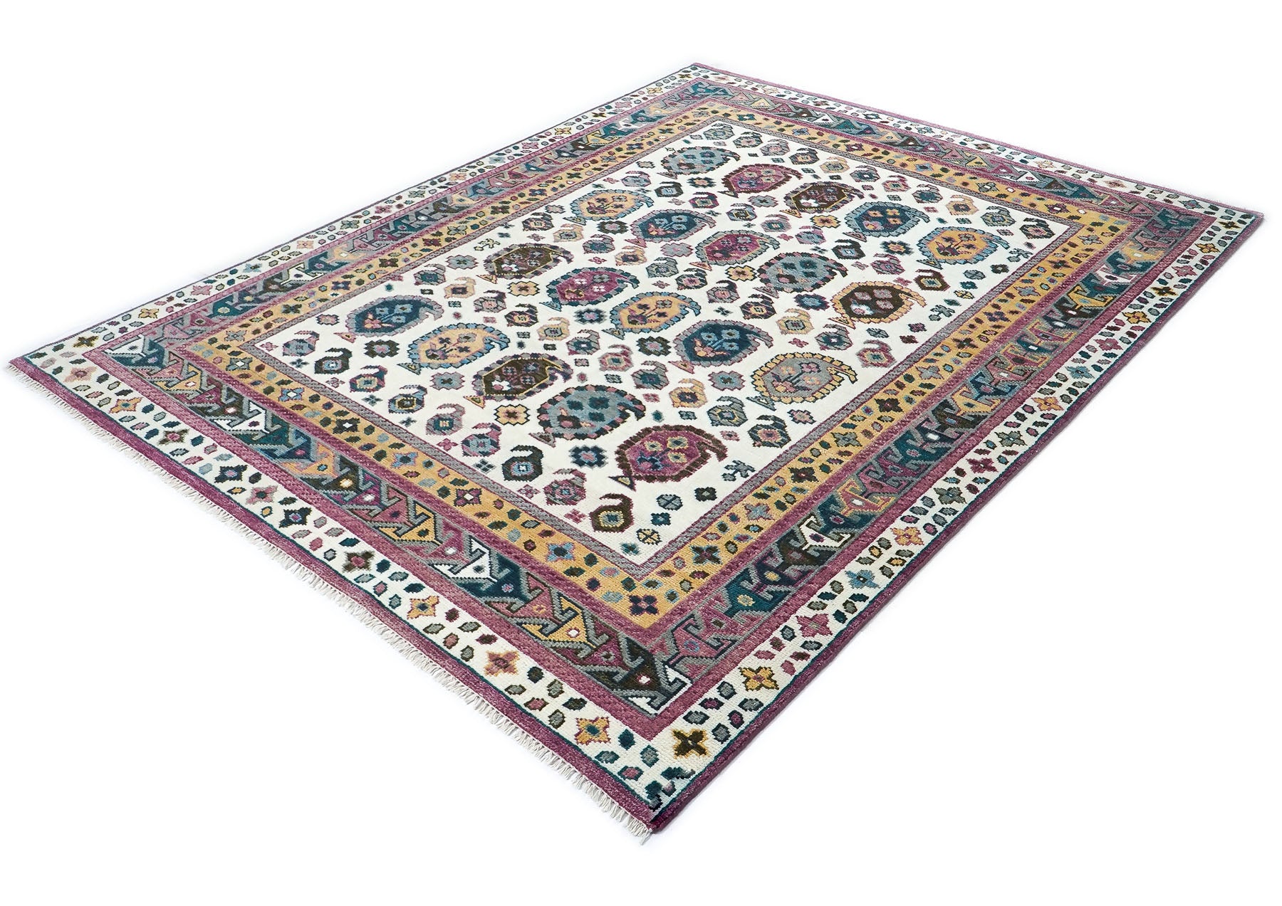 9x12 Gray, Ivory, Rose Color Hand Knotted Oushak Wool Traditional Oriental Rug