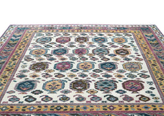 9x12 Gray, Ivory, Rose Color Hand Knotted Oushak Wool Traditional Oriental Rug