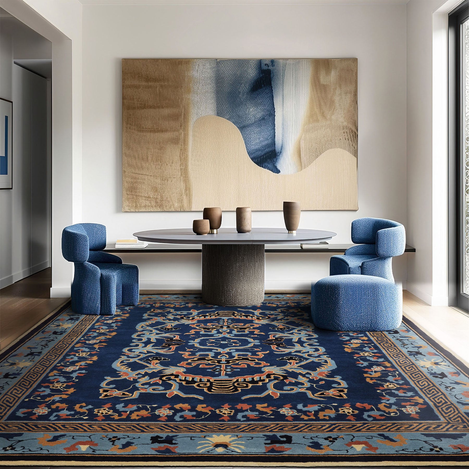 Multi Size Multi Color Chinese Art Deco New Zealand Wool Hand Tufted Oriental Area Rug