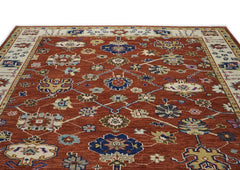 9x12 Burnt Orange, Beige, Tan Color Hand Knotted Oushak Wool Arts and Crafts Oriental Rug