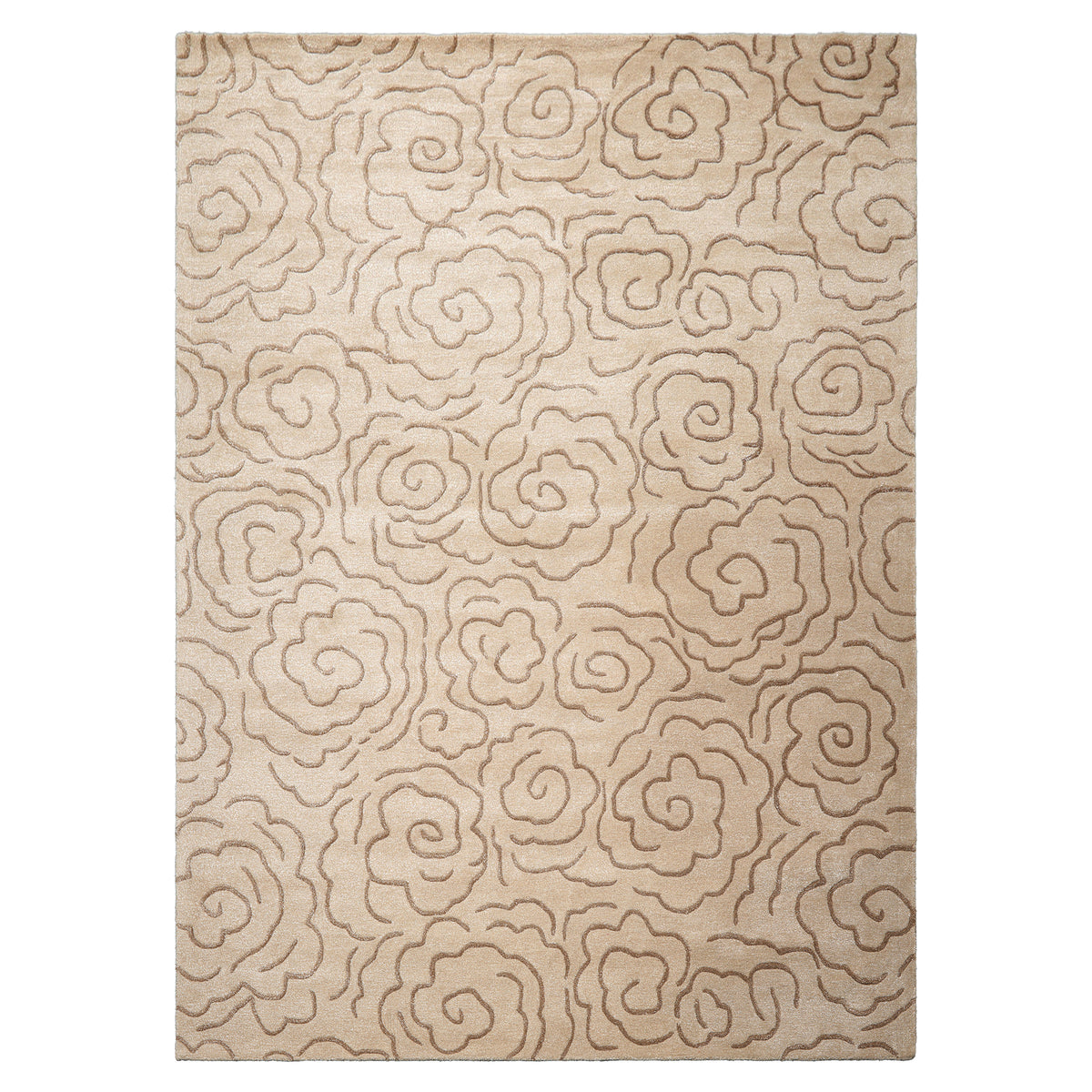 Tan Transitional Floral Hand Tufted Wool & Faux Silk Runner LoomBloom Multi Sizes Oriental Area Rug