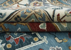 9x12 Blue, Ivory, Mint Color Hand Knotted Oushak Wool  Oriental Rug