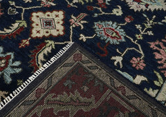 9x12 Blue, Burnt Orange, Rose Color Hand Knotted Oushak Wool Transitional Oriental Rug