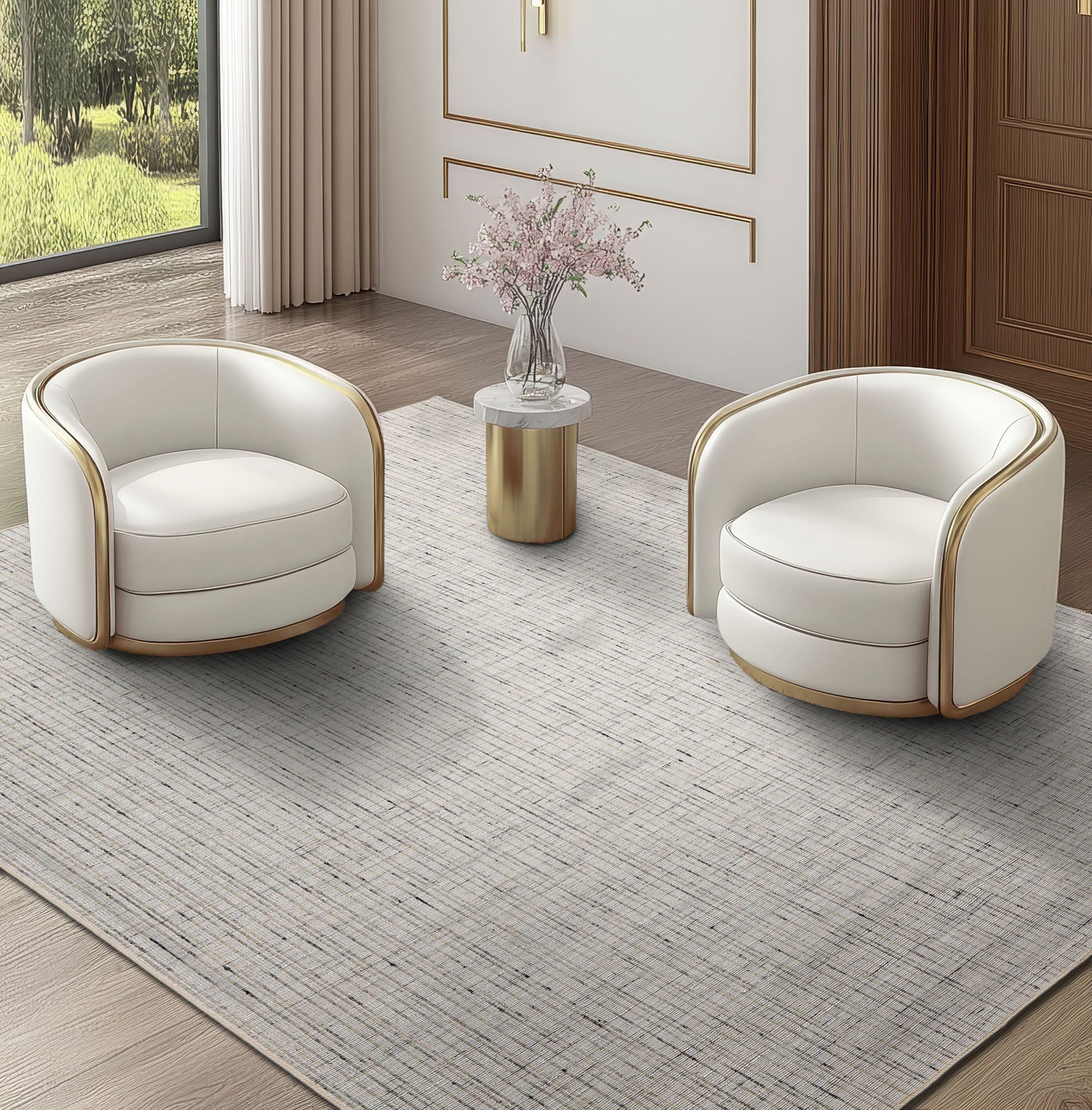 Multi Size Ivory  Gray Beige Color Hand Loomed Flatweave Wool and Polyster Modern Oriental Rug
