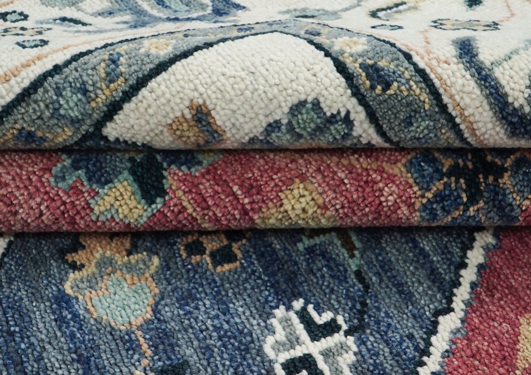 9x12 Rose, Slate, Ivory Color Hand Knotted Oushak Wool Traditional Oriental Rug