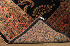 Palace Royal Blue, Rose, Aqua Color Hand Knotted Sarouk New Zealand Wool Traditional Oriental Rug
