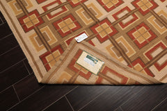 9x12 Beige, Rust, Brown Color Hand Woven All-Over 100% Wool Modern Oriental Rug