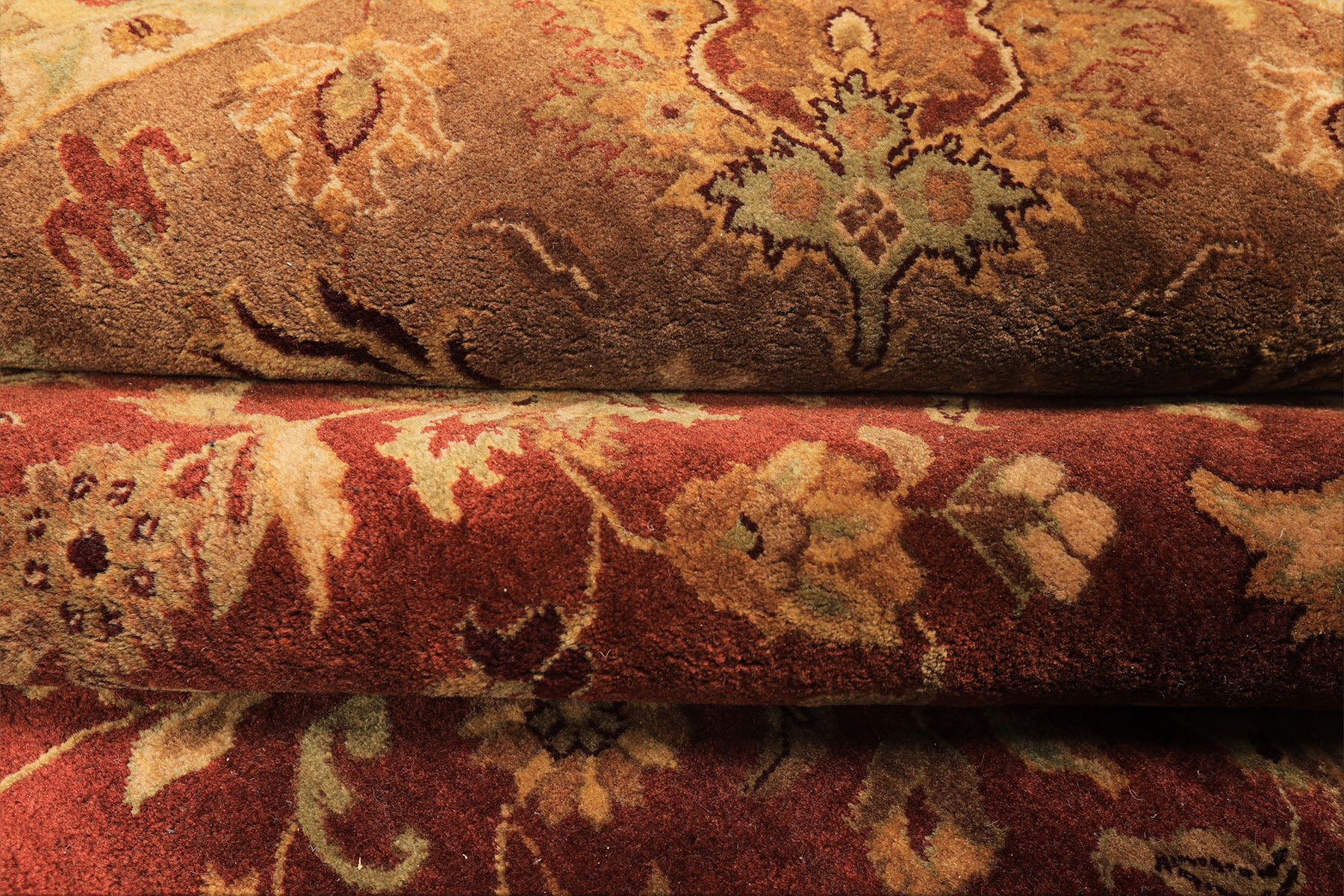 12x18 Rust, Gold, Sage Color Hand Knotted Agra Wool Traditional Oriental Rug