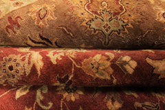 12x18 Rust, Gold, Sage Color Hand Knotted Agra Wool Traditional Oriental Rug