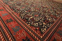 12x15 Mid Night Blue, Rose, Ivory Color Hand Knotted Indo Persian Wool Traditional Oriental Rug
