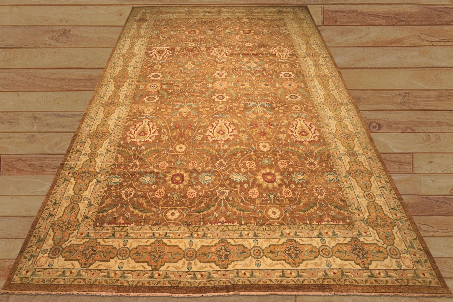 12x18 Caramel, Gold, Beige Color Hand Knotted Oushak Wool Traditional Oriental Rug