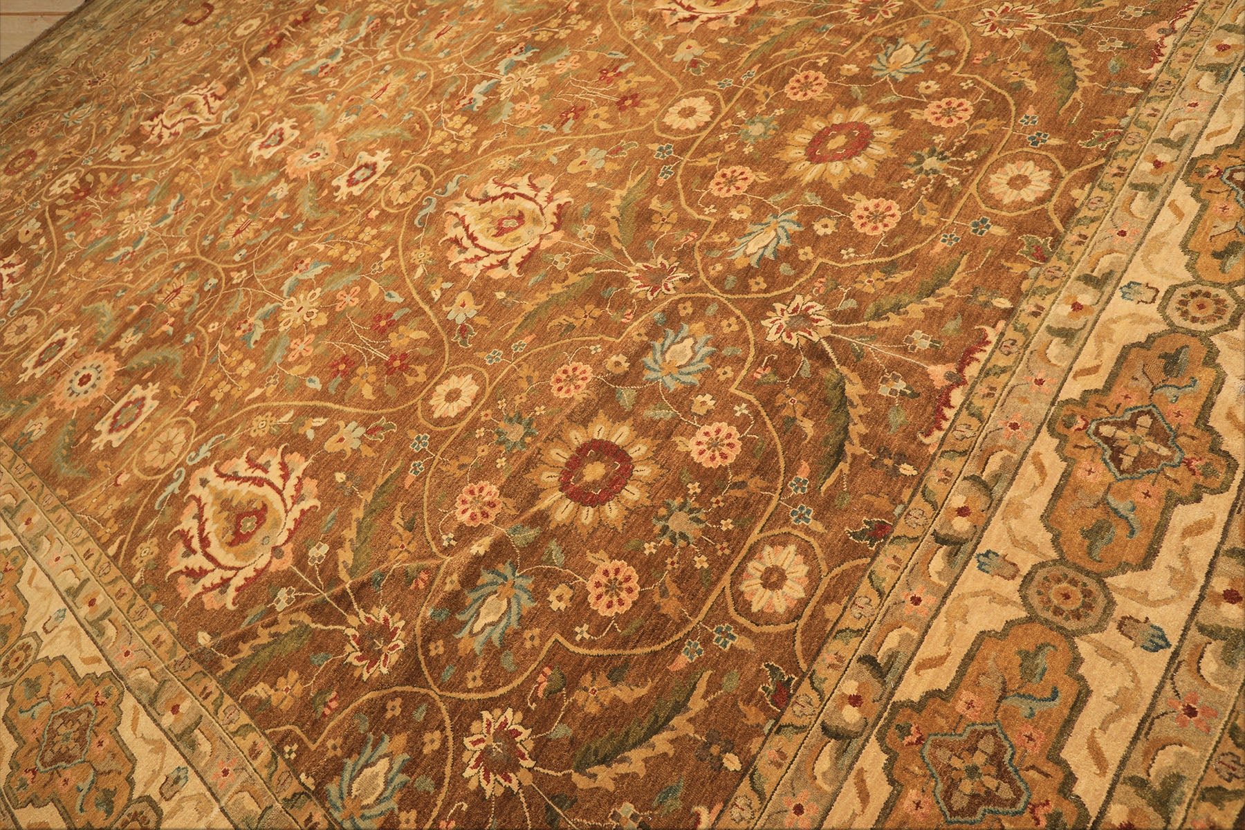 12x18 Caramel, Gold, Beige Color Hand Knotted Oushak Wool Traditional Oriental Rug