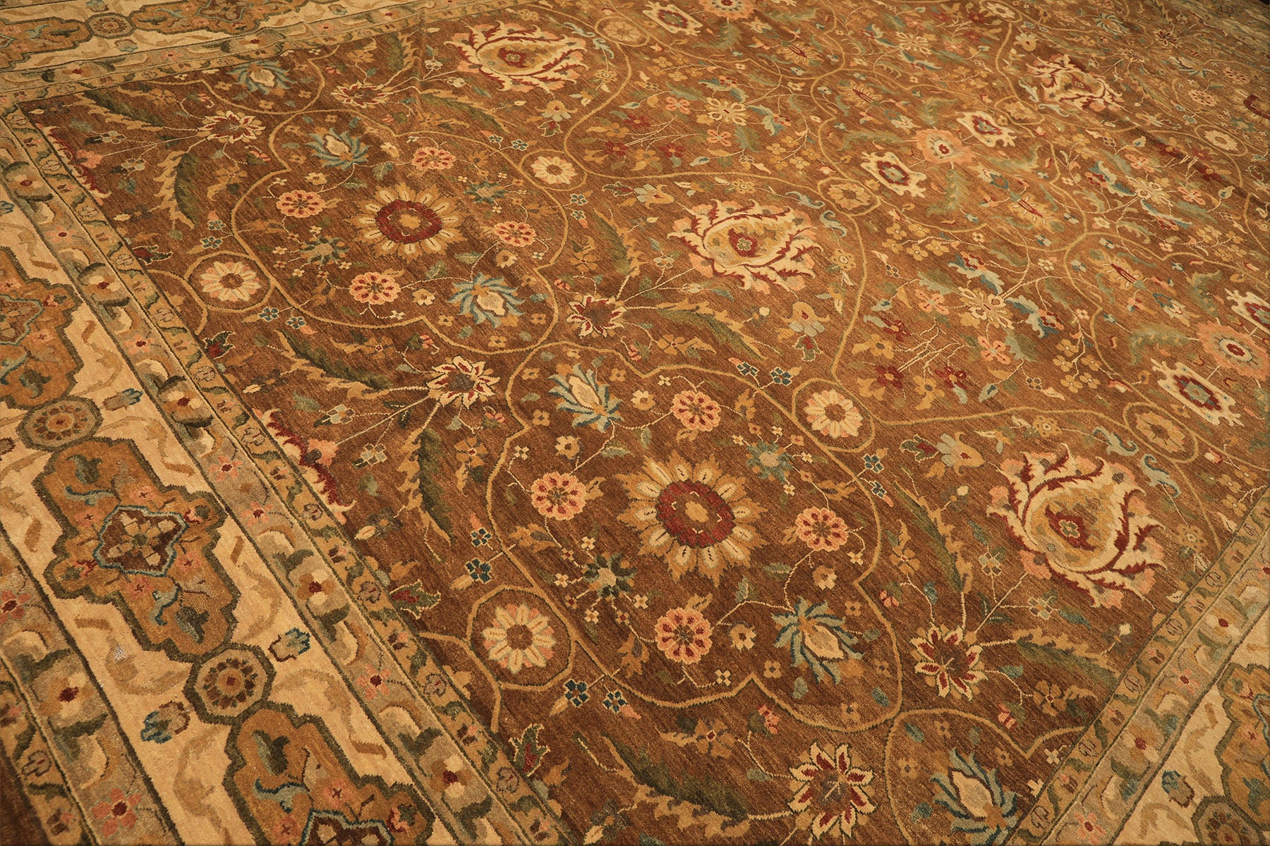 12x18 Caramel, Gold, Beige Color Hand Knotted Oushak Wool Traditional Oriental Rug