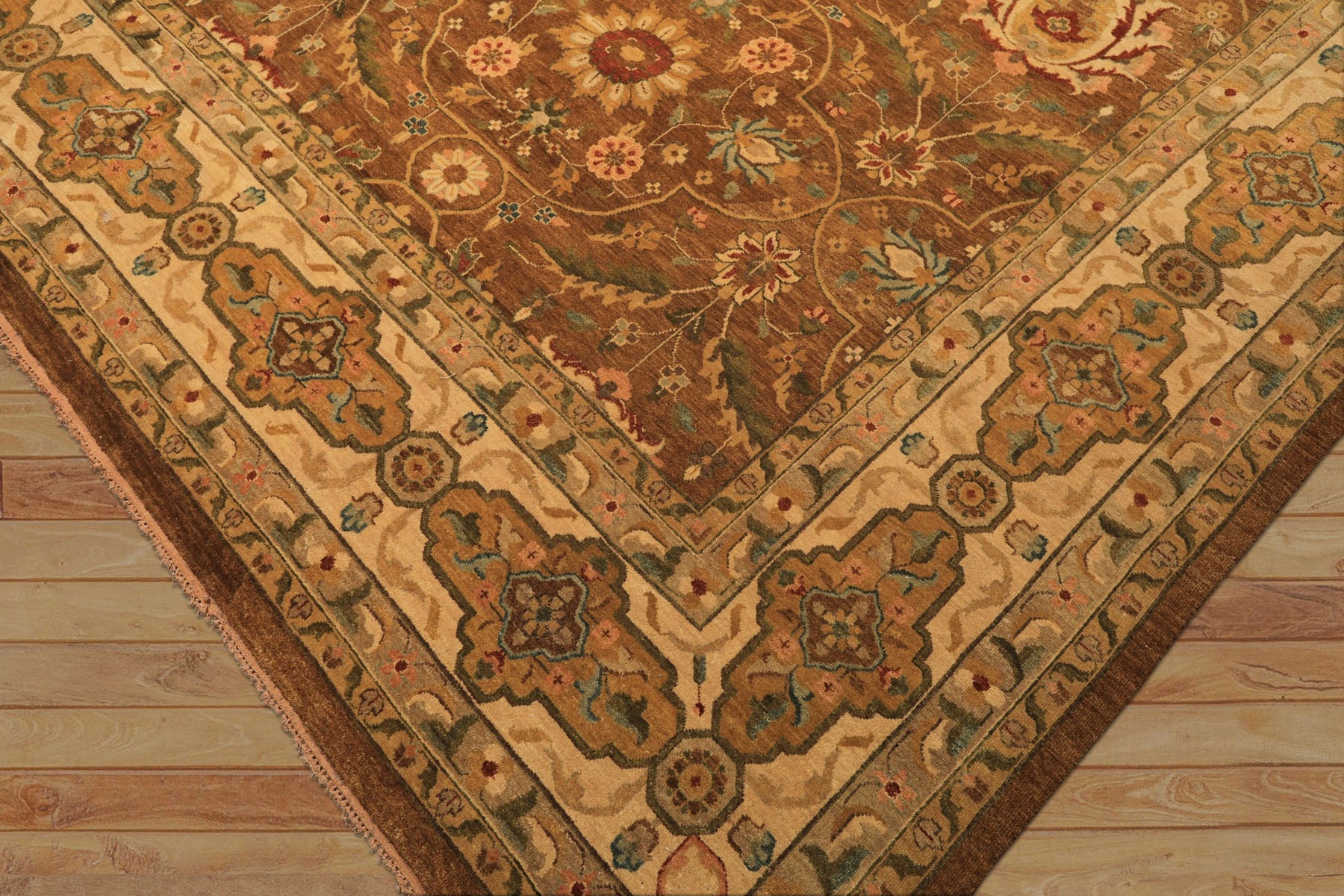 12x18 Caramel, Gold, Beige Color Hand Knotted Oushak Wool Traditional Oriental Rug