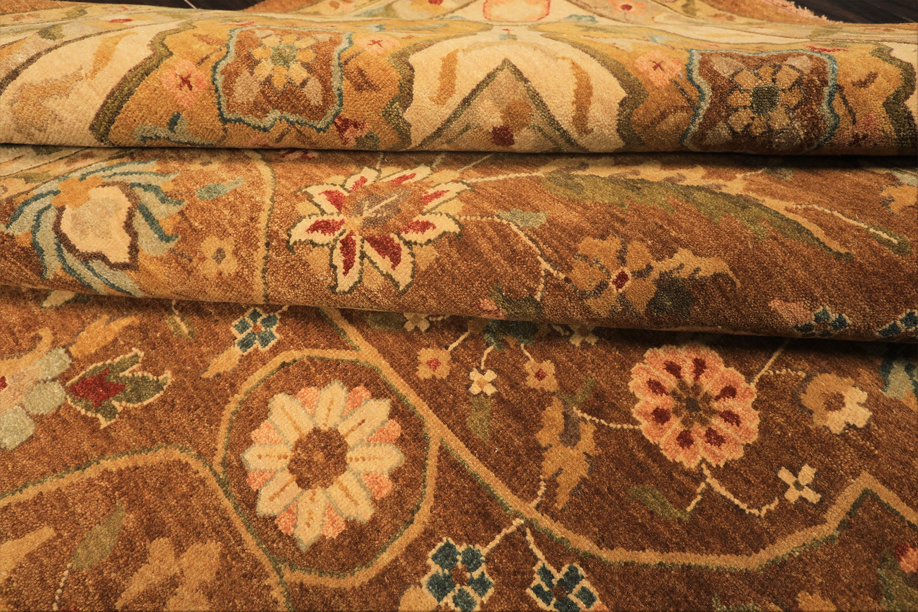 12x18 Caramel, Gold, Beige Color Hand Knotted Oushak Wool Traditional Oriental Rug
