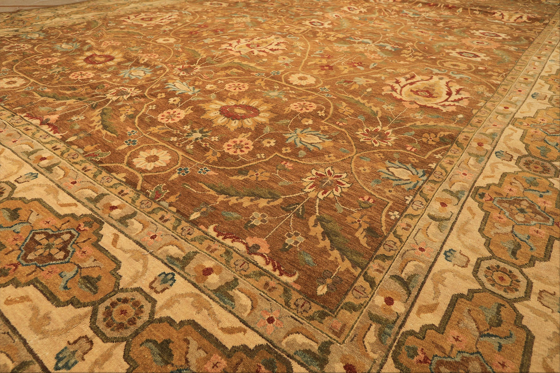 12x18 Caramel, Gold, Beige Color Hand Knotted Oushak Wool Traditional Oriental Rug