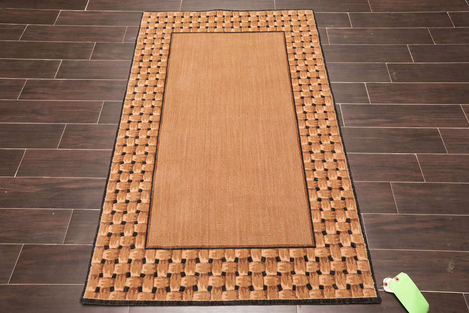 3x5 Tan, Beige, Black Color Machine Made All-Over Wool Contemporary Oriental Rug