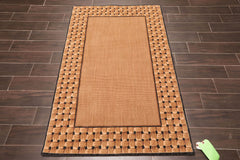 3x5 Tan, Beige, Black Color Machine Made All-Over Wool Contemporary Oriental Rug