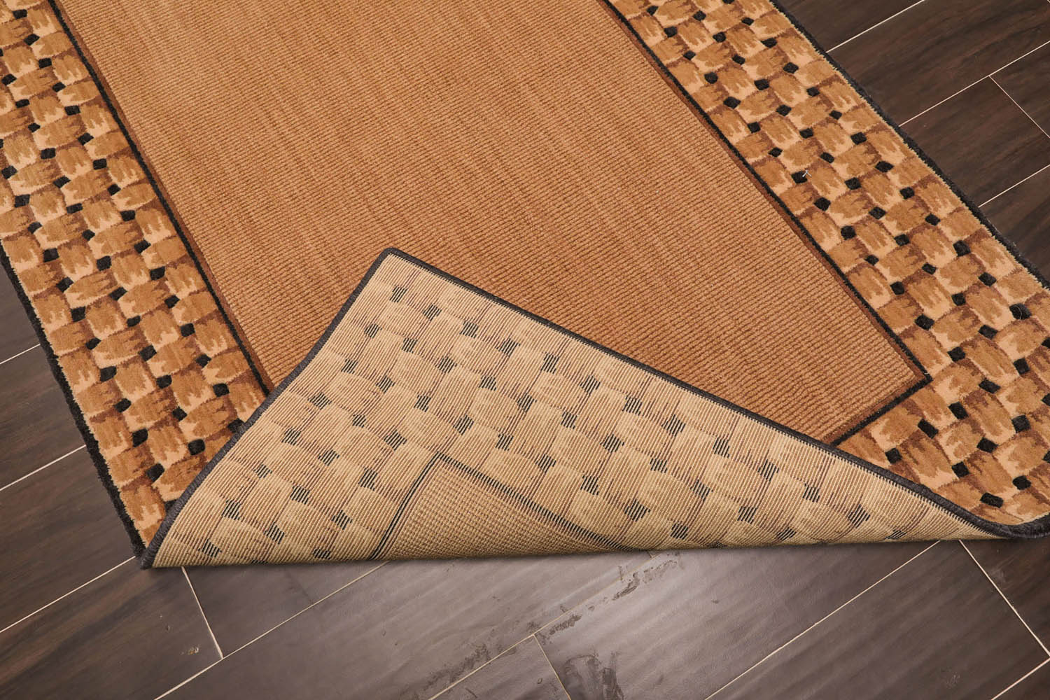 3x5 Tan, Beige, Black Color Machine Made All-Over Wool Contemporary Oriental Rug