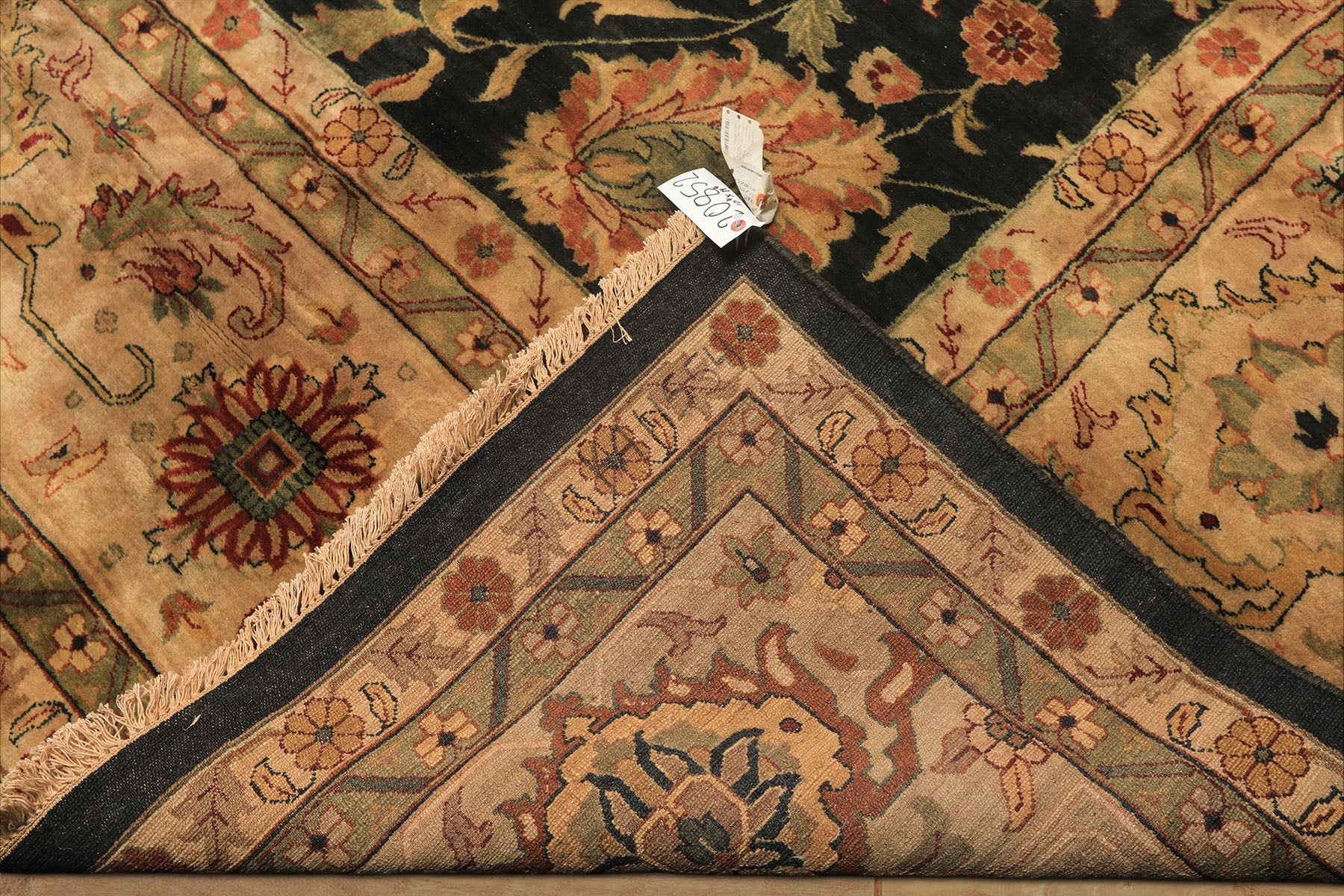 10x14 Charcoal with green undertone, Beige, Green Color Hand Knotted Oushak Wool Traditional Oriental Rug