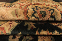 10x14 Charcoal with green undertone, Beige, Green Color Hand Knotted Oushak Wool Traditional Oriental Rug