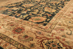 10x14 Charcoal with green undertone, Beige, Green Color Hand Knotted Oushak Wool Traditional Oriental Rug