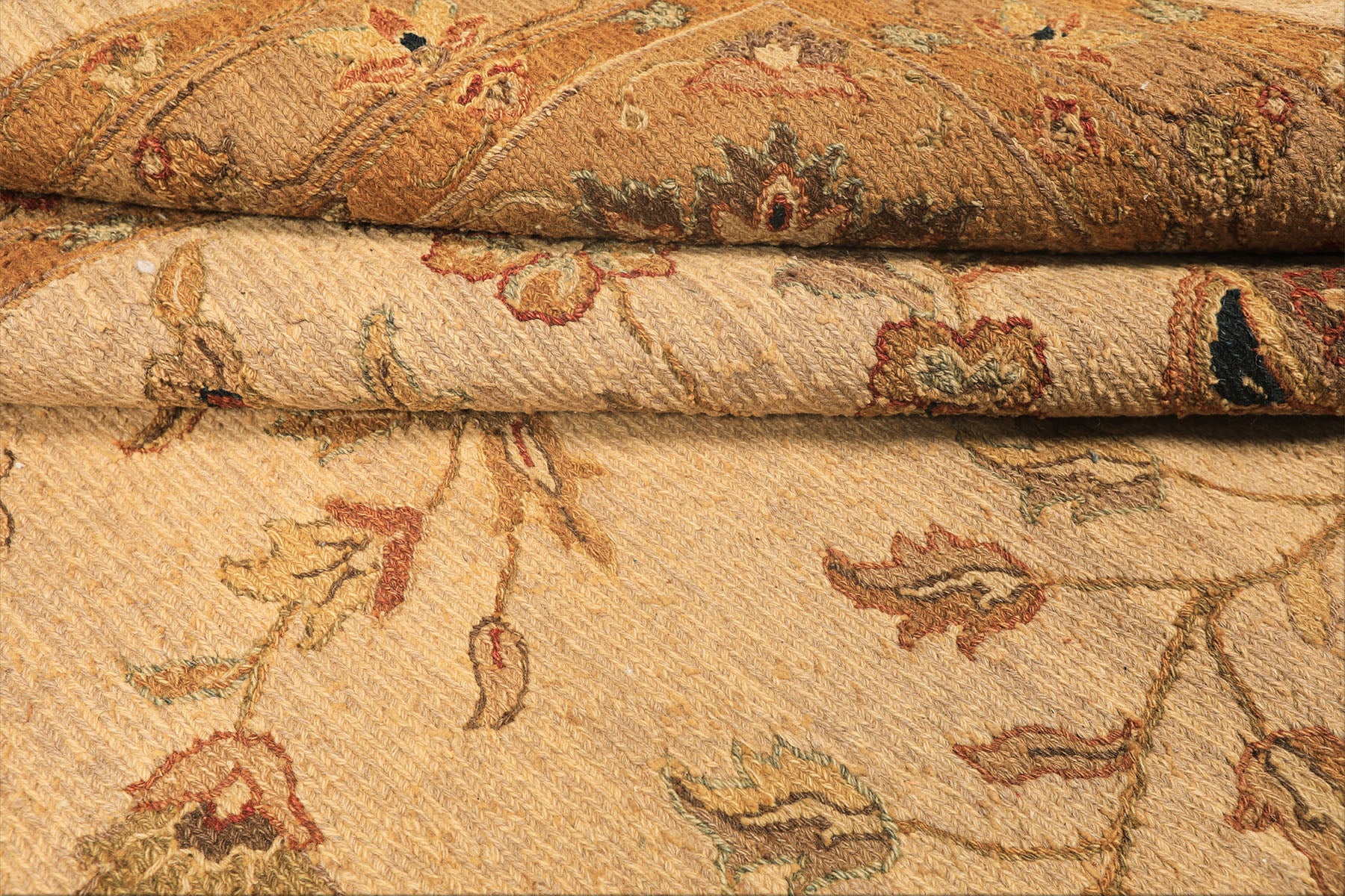 12x18 Beige, Tan, Gold Color Hand Knotted Soumak Wool Transitional Oriental Rug