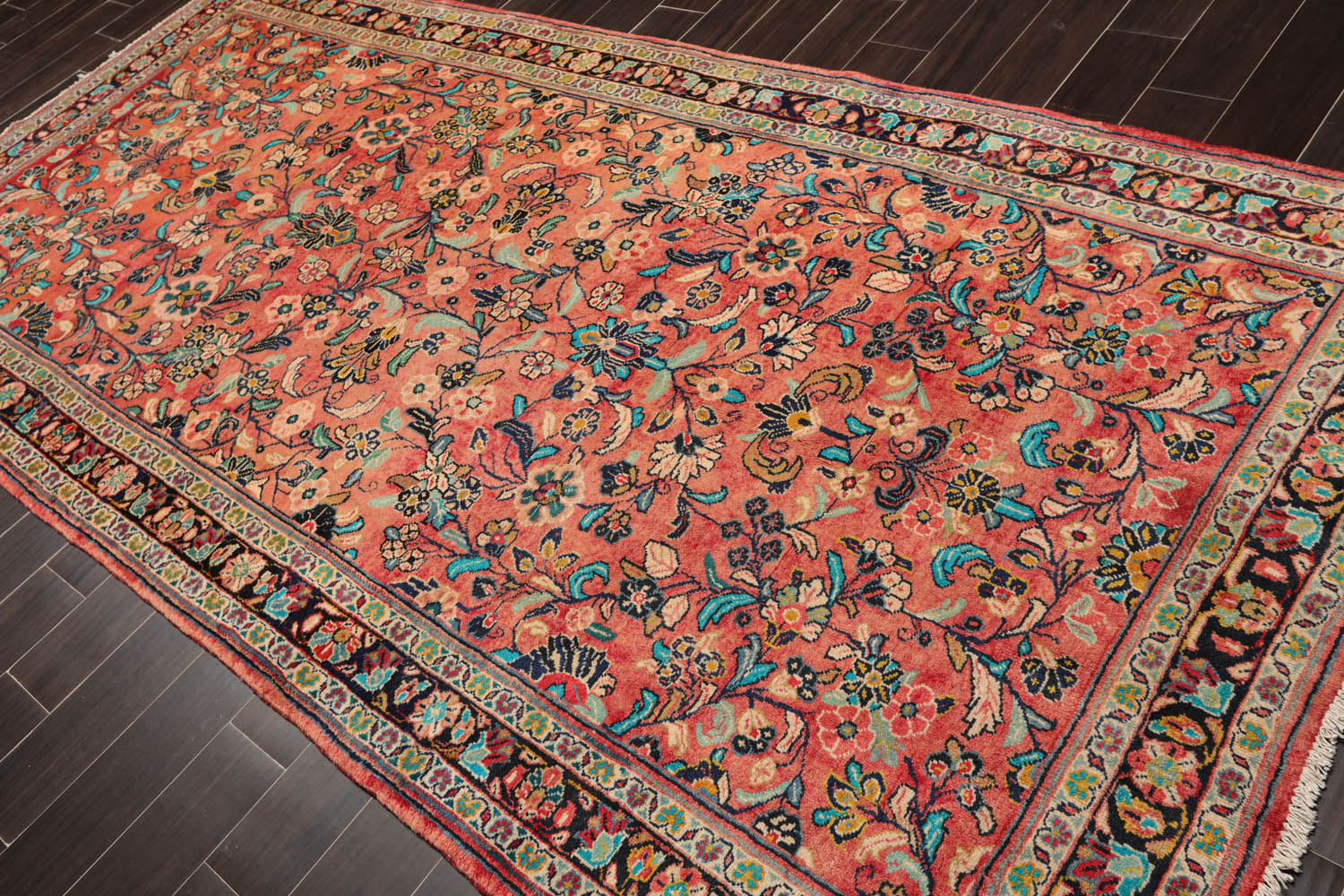 Runner Rust, Black, Orange Color Hand Knotted All-Over 100% Wool Traditional-Persian/Oriental Oriental Rug