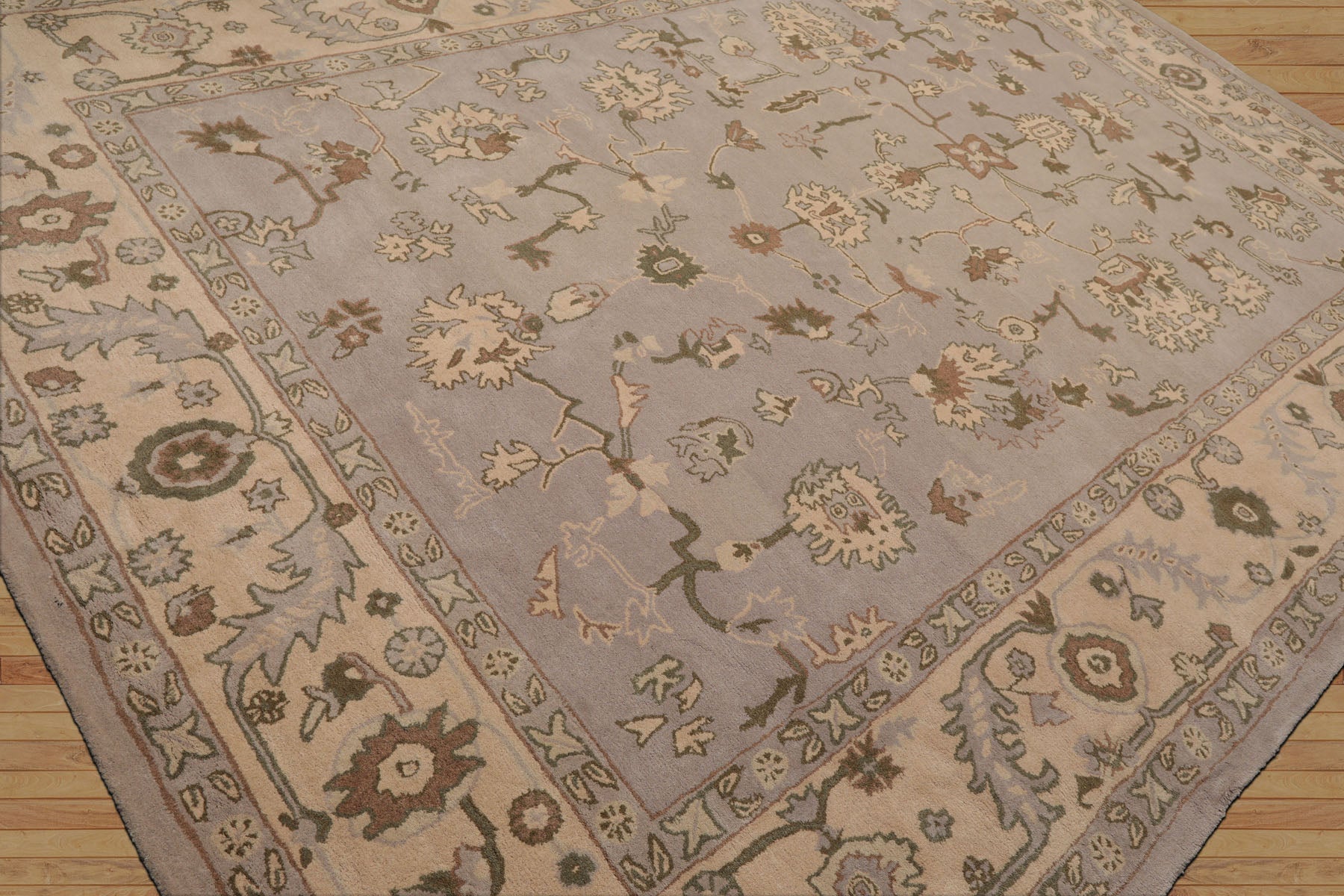 Hyginos Hand Tufted Traditional Abstract Wool Oriental  Rug in Taupe Multi Sizes by LoomBloom