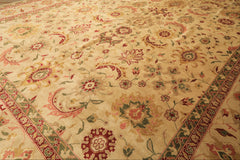Palace Beige, Moss, Wine Color Hand Knotted Oushak Wool Transitional Oriental Rug